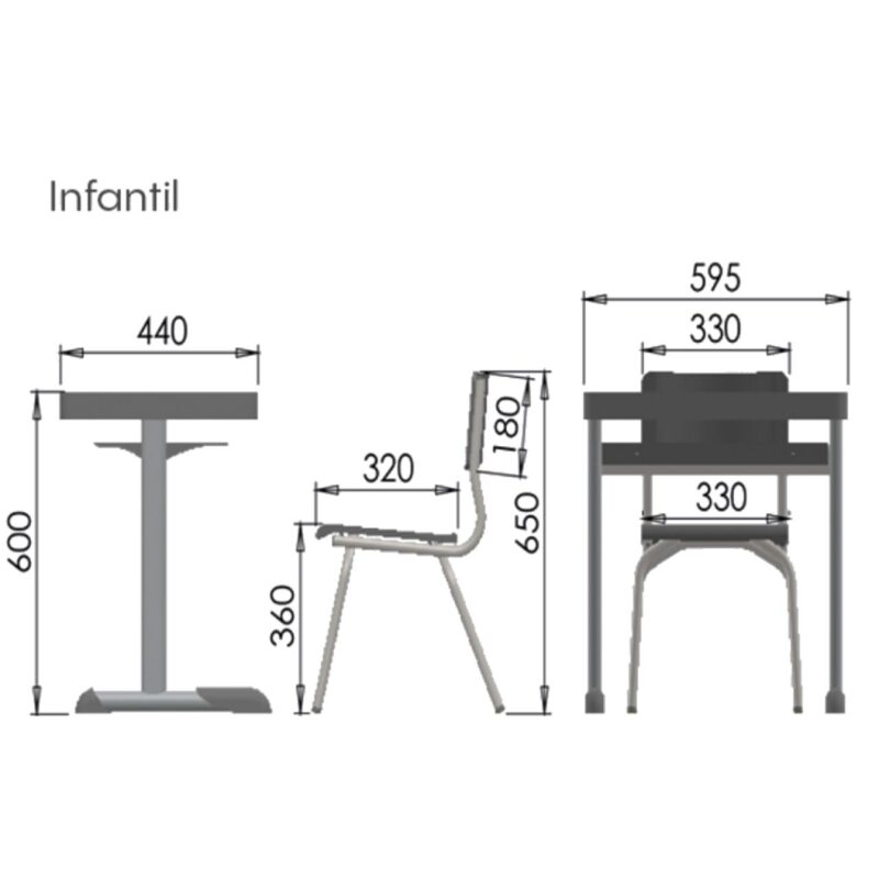 Kit Escolar Individual VERDE Mesa e Cadeira INFANTIL 03 a 06 Anos COR VERDE – 41088 KAIRÓS OFFICE Infantil 6