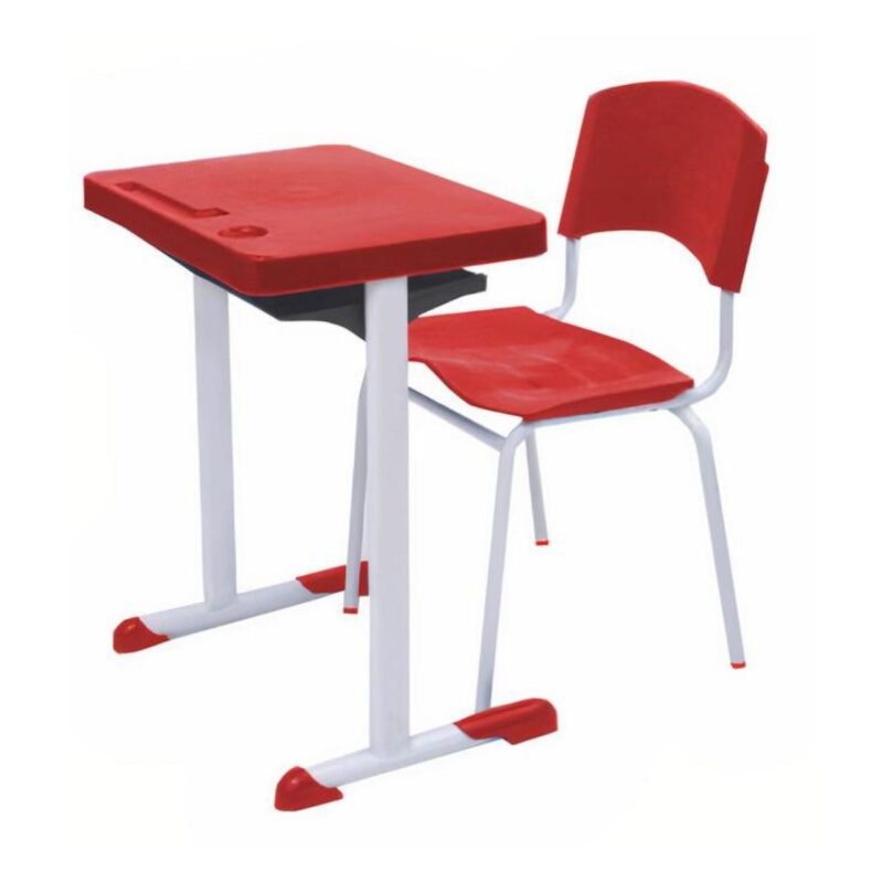 Kit Escolar Individual VERMELHO – (Mesa e Cadeira) – ADULTO – – COR VERMELHO – 40082 KAIRÓS OFFICE Adulto 2