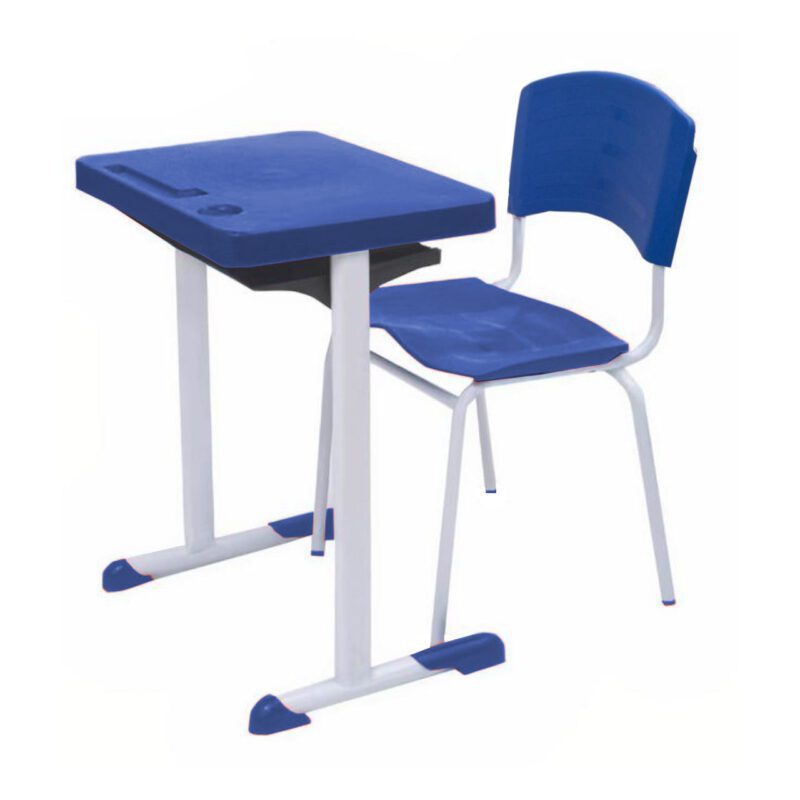 Kit Escolar Individual AZUL – (Mesa e Cadeira) – ADULTO – – COR AZUL – 40081 Kairós Office Conjunto Escolar 2