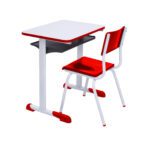 Kit Escolar Individual VERMELHO – (Mesa e Cadeira) – JUVENIL – MADEIRA – COR VERMELHO – 40092 KAIRÓS OFFICE Conjunto Escolar 7