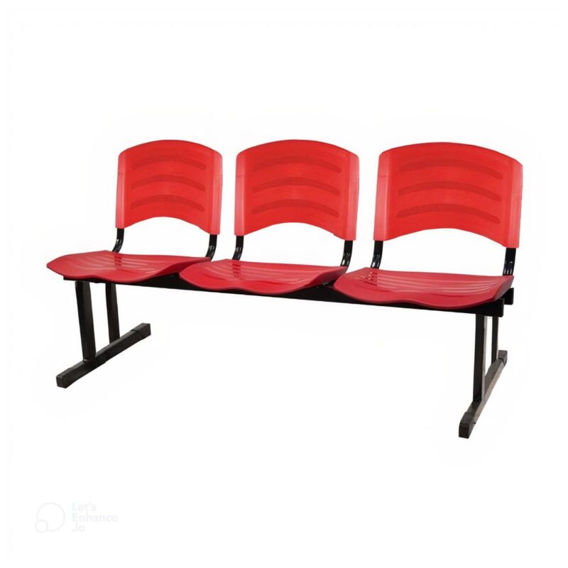 Kit 05 Cadeiras Longarinas PLÁSTICAS 03 Lugares – Cor Vermelho 33043 Kairós Office Longarinas 3