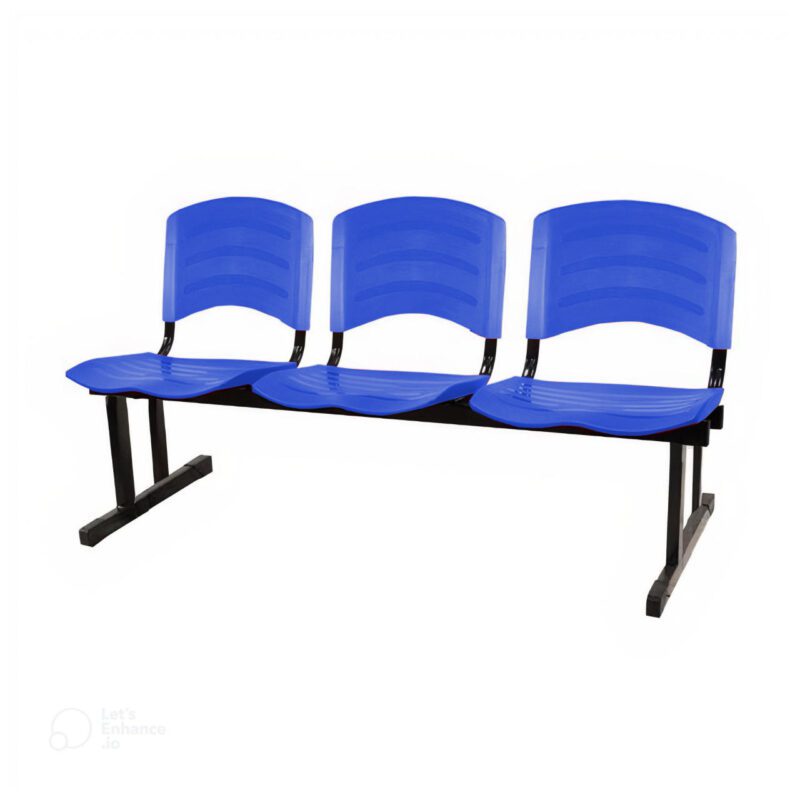 Kit 10 Cadeiras Longarinas PLÁSTICAS 03 Lugares – Cor Azul 33057 Kairós Office Longarinas 3