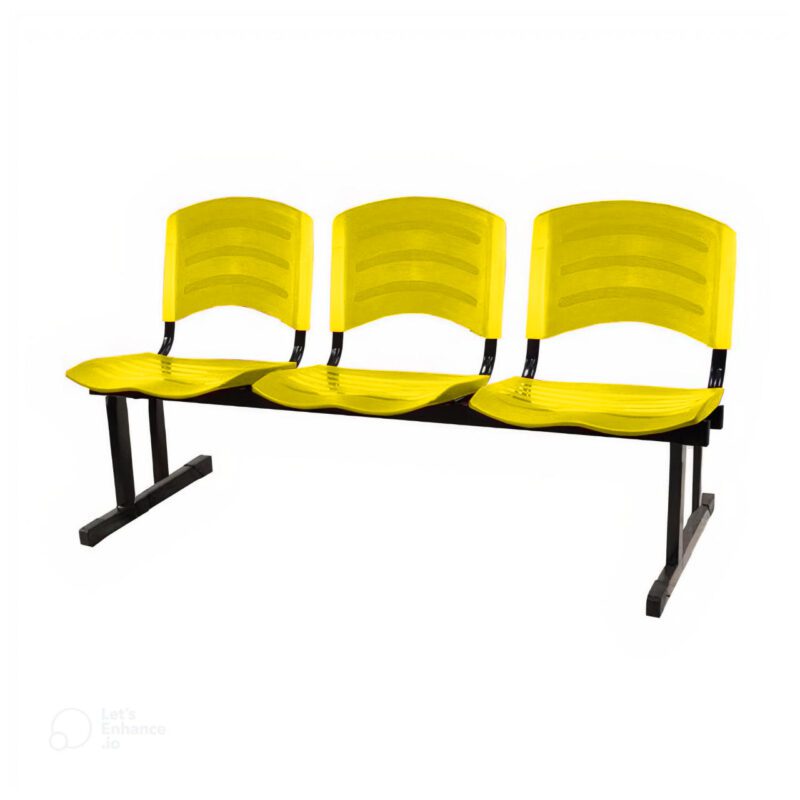 Kit 10 Cadeiras Longarinas PLÁSTICAS 03 Lugares – Cor Amarelo 33085 Kairós Office Longarinas 3