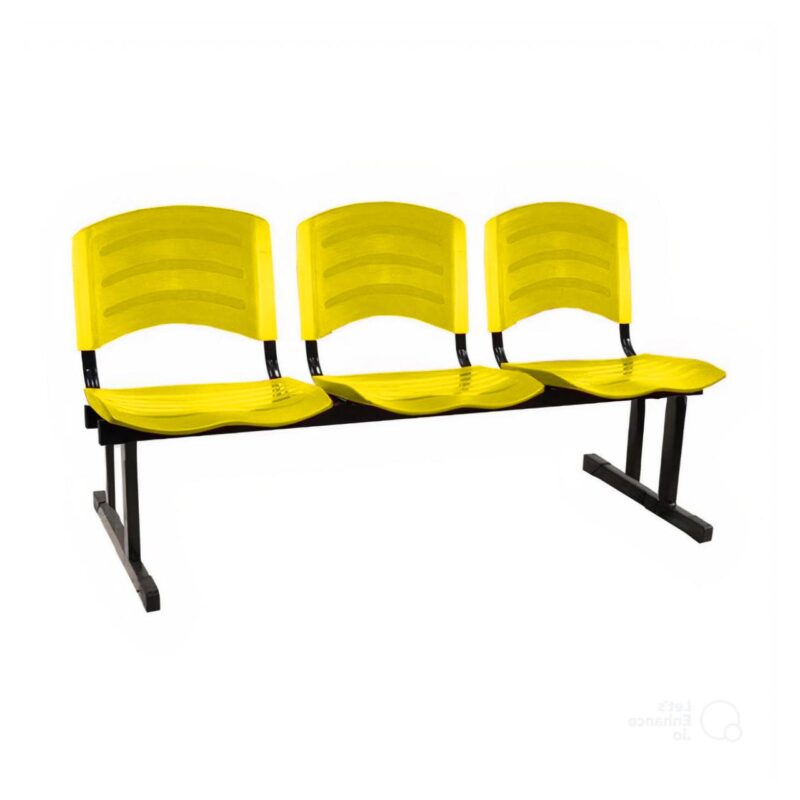 Kit 05 Cadeiras Longarinas PLÁSTICAS 03 Lugares – Cor Amarelo 33080 Kairós Office Longarinas 5