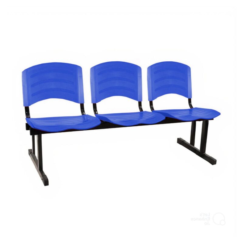 Kit 05 Cadeiras Longarinas PLÁSTICAS 03 Lugares – Cor Azul 33052 Kairós Office Longarinas 5