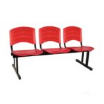Kit 05 Cadeiras Longarinas PLÁSTICAS 03 Lugares – Cor Vermelho 33043 Kairós Office Longarinas 10