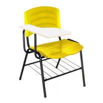 Cadeira Universitária Plástica com Prancheta MDF – COR AMARELO 34019 KAIRÓS OFFICE Carteira Escolar