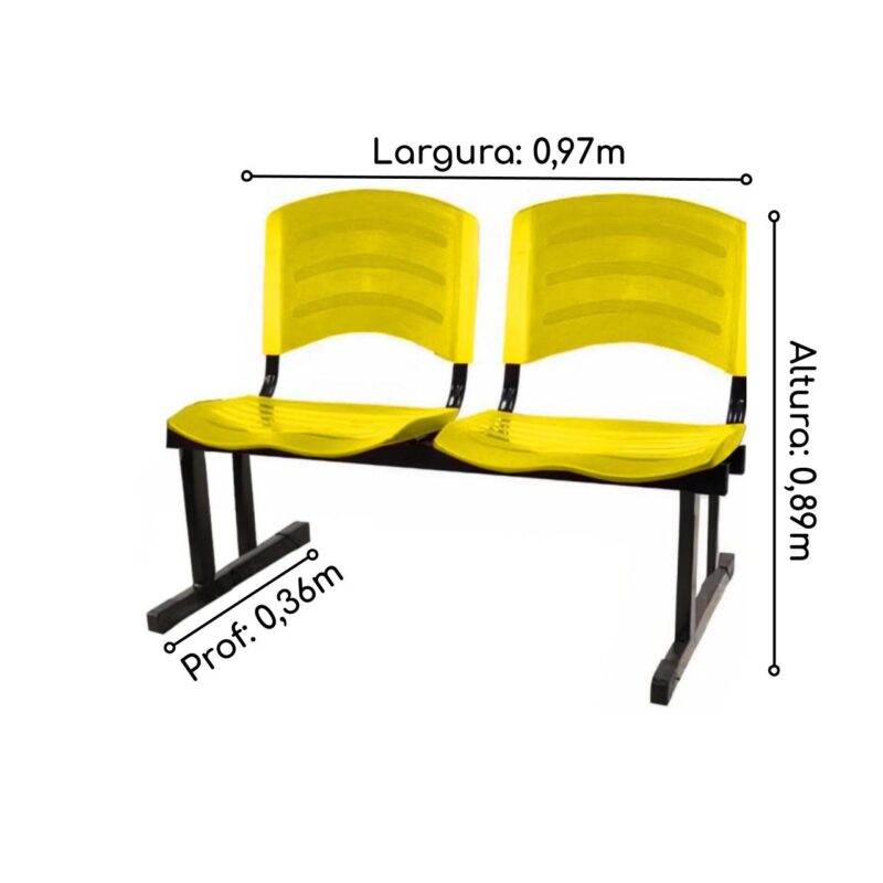 Cadeira Longarina PLÁSTICA 02 Lugares – Cor Amarelo 33030 KAIRÓS OFFICE Longarinas 3