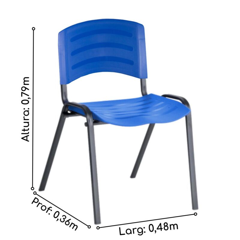Cadeira Fixa Plástica 04 pés Cor Azul (Polipropileno) 31207 KAIRÓS OFFICE Plástica 3
