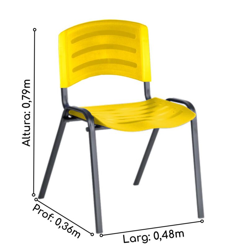 Cadeira Fixa Plástica 04 pés Cor Amarelo (Polipropileno) 31209 KAIRÓS OFFICE Plástica 3