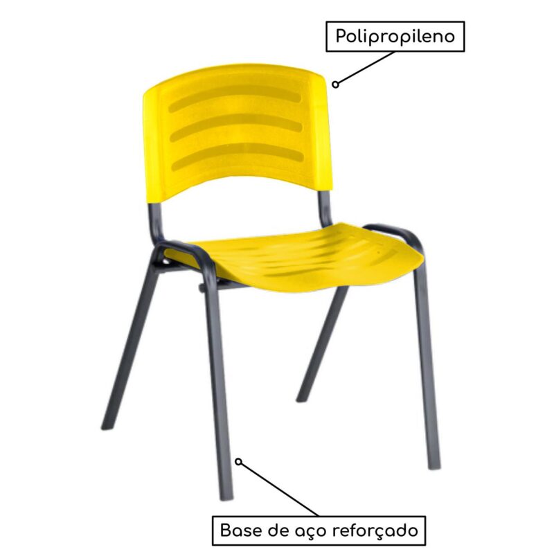 Cadeira Fixa Plástica 04 pés Cor Amarelo (Polipropileno) 31209 KAIRÓS OFFICE Plástica 4
