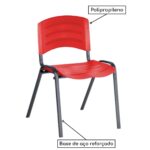 Cadeira Fixa Plástica 04 pés Cor Vermelho (Polipropileno) 31208 KAIRÓS OFFICE Plástica 8