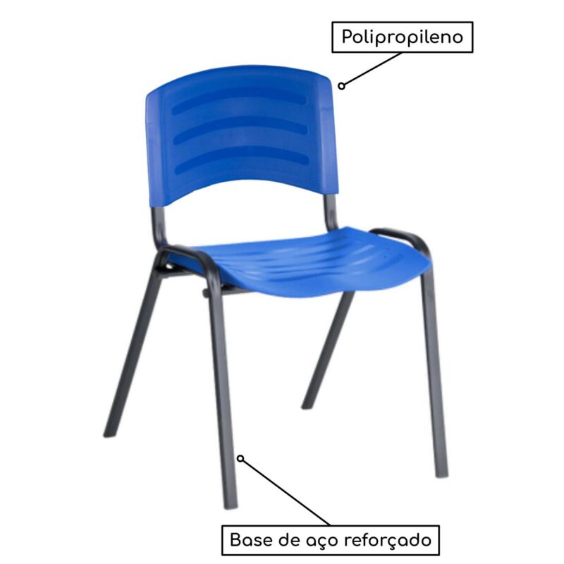 Cadeira Fixa Plástica 04 pés Cor Azul (Polipropileno) 31207 KAIRÓS OFFICE Plástica 4