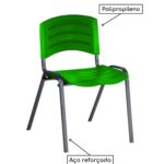 Cadeira Fixa Plástica 04 pés Cor Verde (Polipropileno) 31210 KAIRÓS OFFICE Plástica 7