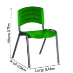 Cadeira Fixa Plástica 04 pés Cor Verde (Polipropileno) 31210 KAIRÓS OFFICE Plástica 8