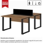 Mesa Estação de Trabalho Dupla 1,50×1,35m 02 Lugares s/ Gavetas c/ ponto de tomada PÉ QUADRO – Cor Nogal Sevilha – 63098 KAIRÓS OFFICE Linha 40 mm 7