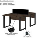 Mesa Estação de Trabalho Dupla 1,50×1,35m 2 Lugares s/ Gavetas c/ ponto de tomada PÉ QUADRO MARSALA/PRETO – 64002 Kairós Office Linha 30 mm 9