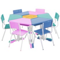 Conjunto Escolar Hexagonal BABY Mesas e Cadeiras – 06 A 09 anos – JUVENIL – 41005 Kairós Office