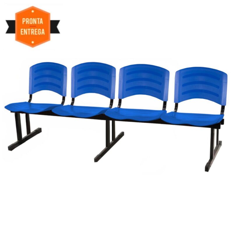 Cadeira Longarina PLASTICA 4 Lugares Cor Azul 33098 Kairós Office Longarinas 4