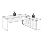 Mesa Diretorzinha c/ vidro c/ Aparador – Pé de MADEIRA – 1,90×1,50m – WORKSTART – MARSALA/PRETO – 23428 Kairós Office Linha 30 mm 8