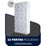 Armário Roupeiro de Aço c/ 12 Portas PEQUENAS – 1,95×0,92×0,40m – SA – CZ/CZ – 14001 KAIRÓS OFFICE Roupeiro de Aço 7