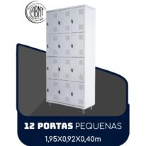 Armário Roupeiro de Aço c/ 12 Portas PEQUENAS – 1,95×0,92×0,40m – SA – CZ/CZ – 14001 KAIRÓS OFFICE Roupeiro de Aço