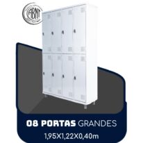 Armário Roupeiro de Aço c/ 08 Portas GRANDES – 1,95×1,22×0,40m – SA – CZ/CZ – 14003 Kairós Office