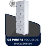 Armário Roupeiro de Aço c/ 08 Portas PEQUENAS 1,95×0,62×0,40m – SA – Cinza – 14002 KAIRÓS OFFICE Roupeiro de Aço 7