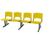 Cadeira Longarina PLÁSTICA 04 Lugares – Cor AMARELO – Realplast – 34070 Kairós Office Longarinas 5