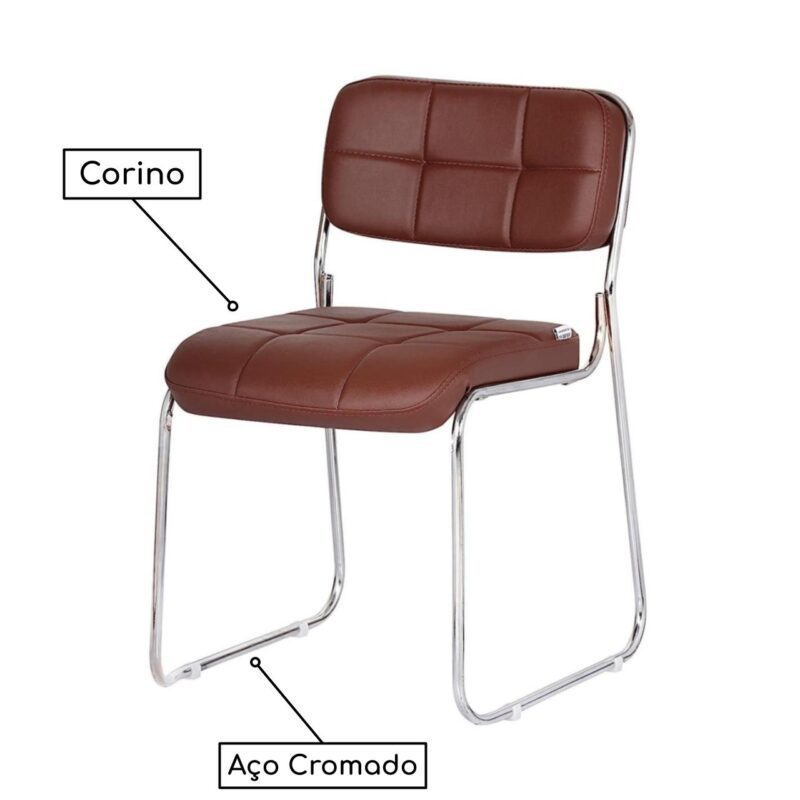 Cadeira Interlocutor Estofada Denver – Cor Café – PMD – 30407 KAIRÓS OFFICE Cadeiras Fixas 3