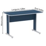 Mesa Escritório 1,20×0,60m c/ Gavetas – Cor Azul – 44085 KAIRÓS OFFICE Linha 15 mm 10