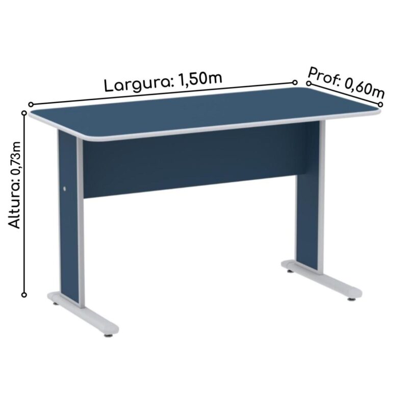 Mesa Escritório 1,50×0,60m c/ Gavetas – Cor Azul – 44087 Kairós Office JOB Azul 15 mm 3