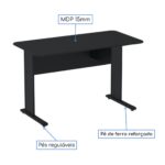 Mesa Escritório 1,20×0,60m c/ Gavetas – Cor Preto – 44090 Kairós Office JOB Preto 15 mm 8