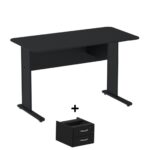 Mesa Escritório 1,20×0,60m c/ Gavetas – Cor Preto – 44090 Kairós Office JOB Preto 15 mm 7