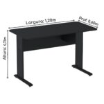 Mesa Escritório 1,20×0,60m c/ Gavetas – Cor Preto – 44090 Kairós Office JOB Preto 15 mm 9
