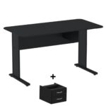 Mesa Escritório 1,50×0,60m c/ Gavetas – Cor Preto – 44093 KAIRÓS OFFICE Linha 15 mm 7