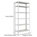 Estante de Aço com 06 Bandejas 40 cm (26/20) – 1,98×0,92×0,40m – SA – 16013 Kairós Office Estante de Aço 7