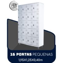Armário Roupeiro de Aço c/ 16 Portas PEQUENAS – 1,95×1,25×0,40m – SA – CZ/CZ – 14000 Kairós Office