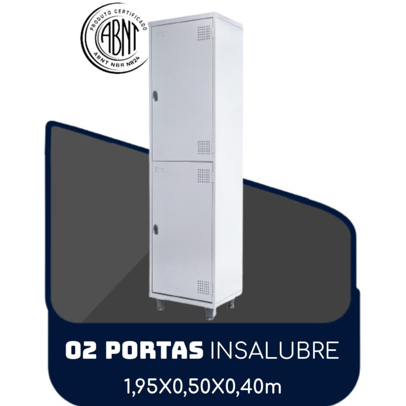 Roupeiro de Aço INSALUBRE c/ 02 Portas – 1,95×0,50×0,40m – CZ/CZ – SA – 14005 Kairós Office Roupeiro de Aço 2