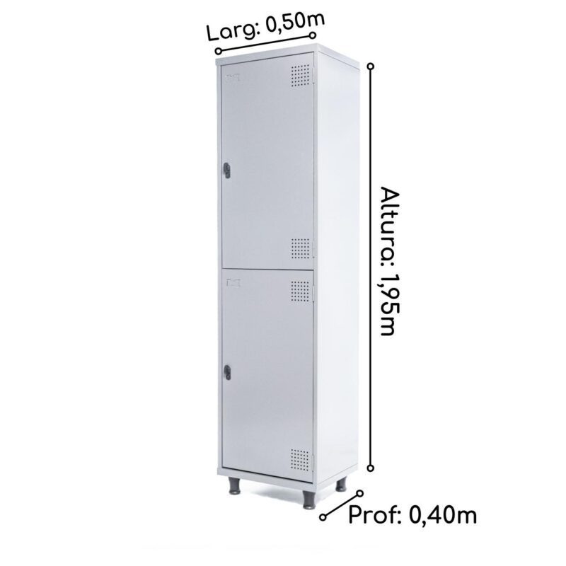 Roupeiro de Aço INSALUBRE c/ 02 Portas – 1,95×0,50×0,40m – CZ/CZ – SA – 14005 KAIRÓS OFFICE Roupeiro de Aço 4