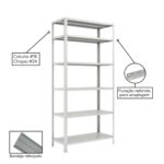 Estante de Aço com 06 Bandejas 40 cm (24/18) – 1,98×0,92×0,40m – SA – 16017 Kairós Office Estante de Aço 7