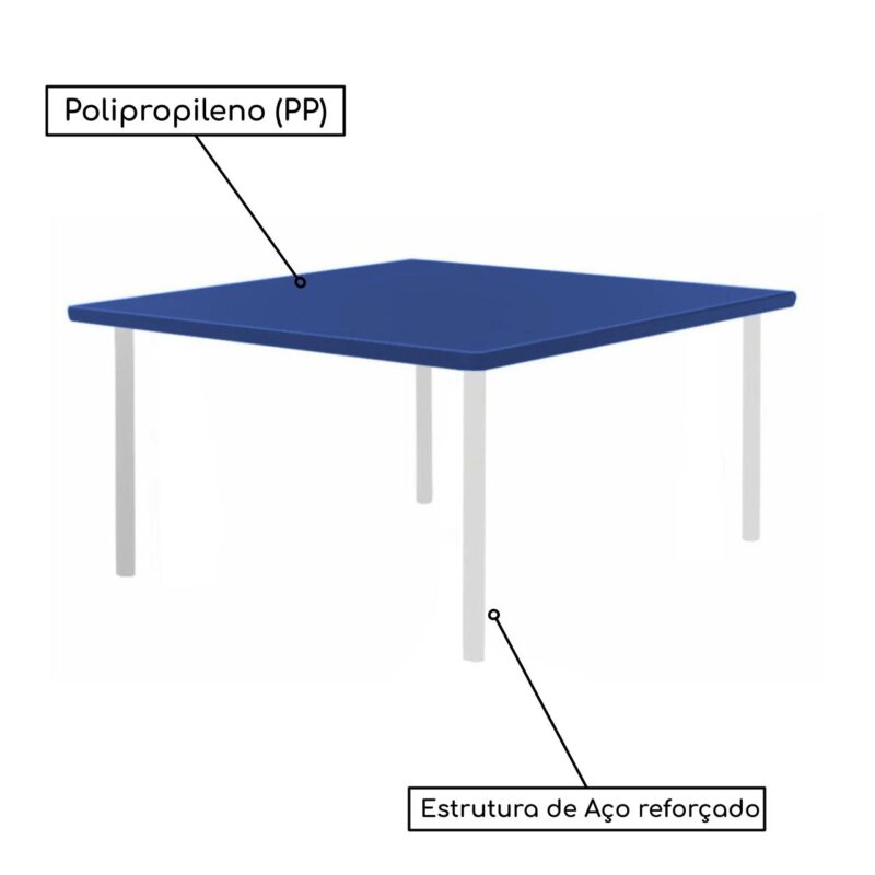 Conjunto Quadrado c/ 04 Cadeiras COR AZUL – TAMPO PLÁSTICO – 06 a 09 Anos – JUVENIL – 44004 KAIRÓS OFFICE Juvenil 3