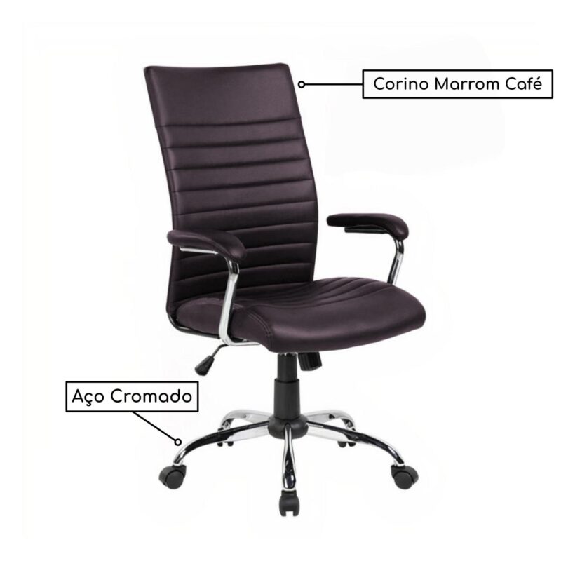 Cadeira de Escritório Diretor Luna – Cor Marrom Café – PMD – 34004 Kairós Office 4