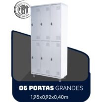 Armário Roupeiro de Aço c/ 06 Portas GRANDES – 1,95×0,92×0,40m – SA – CZ/CZ – 14009 Kairós Office