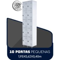Armário Roupeiro de Aço c/ 10 Portas PEQUENAS – 1,95×0,62×0,40m – SA – CZ/CZ – 14010 KAIRÓS OFFICE Roupeiro de Aço