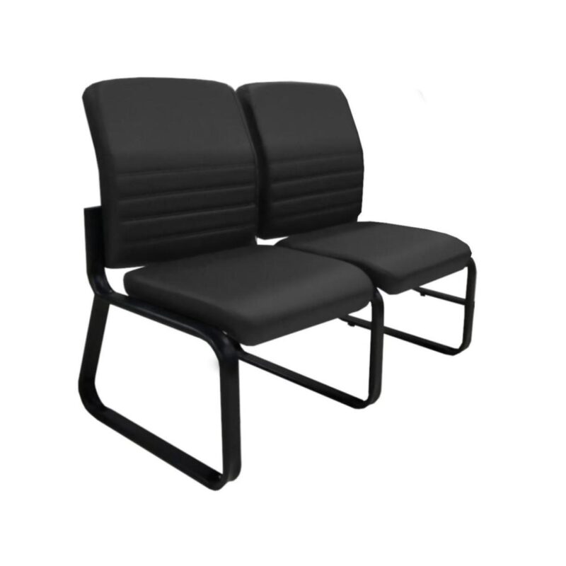 Sofanete para Escritório Estofada com 02 Lugares – LYON – Pés PRETO – 33120 Kairós Office Longarinas 4