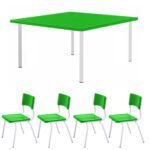 Conjunto Quadrado c/ 04 Cadeiras COR VERDE – TAMPO PLÁSTICO – 02 a 06 Anos – INFANTIL – 44003 Kairós Office Infantil 7