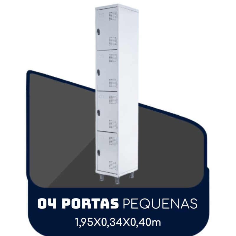 Armário Roupeiro de Aço c/ 04 Portas PEQUENAS 1,95×0,34×0,40m PEQUENAS – SA – CZ/CZ – 14011 KAIRÓS OFFICE Roupeiro de Aço 2