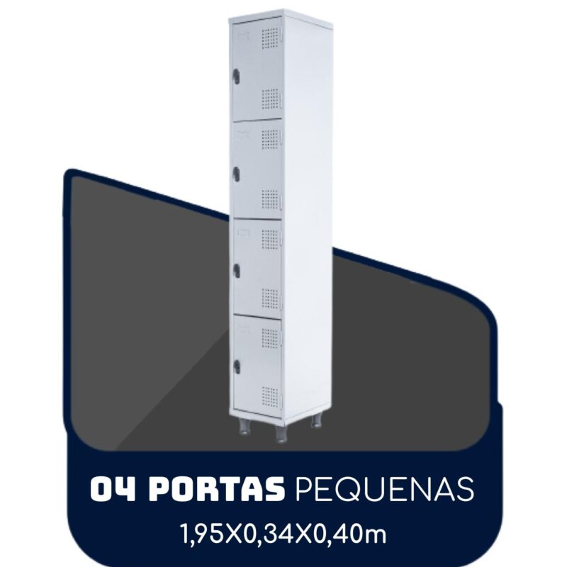 Armário Roupeiro de Aço c/ 04 Portas PEQUENAS 1,95×0,34×0,40m PEQUENAS – SA – CZ/CZ – 14011 Kairós Office Roupeiro de Aço 2