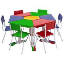 Conjunto HEXAGONAL Mesas e Cadeiras – 02 A 06 anos – INFANTIL – 42011 KAIRÓS OFFICE Infantil